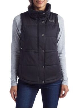 The North Face Black Quilted Snap-Front Women's Vest Pseudio Layer Hiking Small